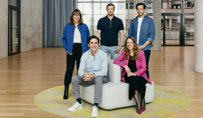 Das Zalando SE Management Board (v.l.n.r.): Dr. Astrid Arndt, David Schröder, David Schneider, Dr. Sandra Dembeck, Robert Gentz