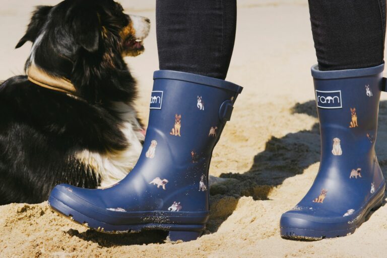 Mit Gummistiefel im Hundedesign können Hundebesitzer im Partnerlook Gassi gehen. (Foto: Rajn)