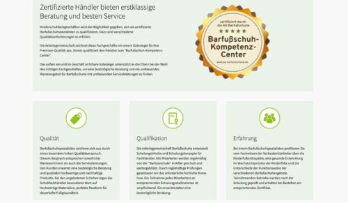 Die Website der neuen AG Barfußschuhe des GMS-Verbunds. (Screenshot: Redaktion)