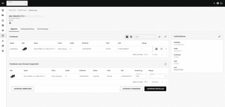 Die Bestellungen werden auf dem Dashboard angezeigt, sodass der Händler sehen kann, welche Schuhe versendet werden müssen. (Foto: Connect Your Store)