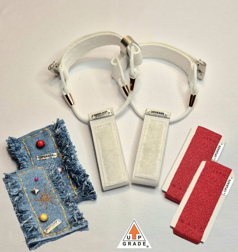 Die Footloops für Pantoletten werden im Paket mit unterschiedlichen Patches verkauft. (Foto: Upgrade)