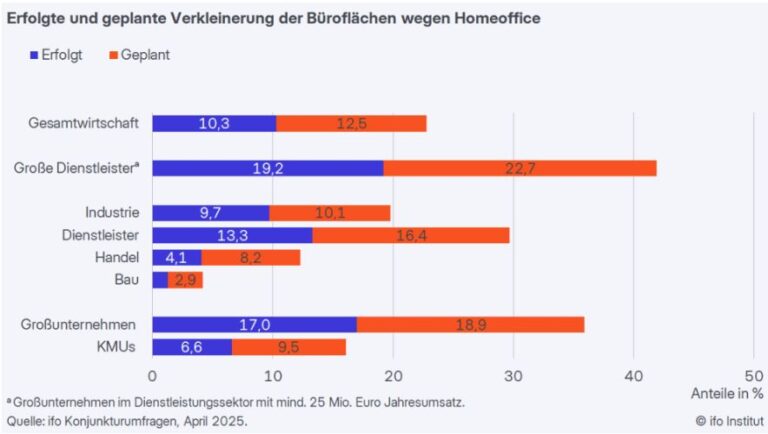 Entwicklung der Büroflächen (Grafik: Ifo-Institut)