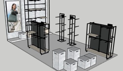 Im Kaufring-Kaufhaus in Weil an Rhein hat Hedgren ein Shop-in-Shop-System installiert. (Skizze: Hedgren)