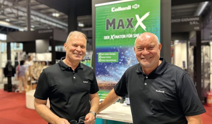 Karl Domoracky (li.) und Andreas Kolleck zeigten auf der Micam in Mailand Flagge. (Foto: Redaktion)