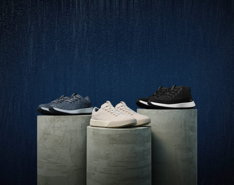 Das erste wasserdichte Trio von Allbirds: Wool Runner NZ, Wool Runner NZ Mid und Wool Cruiser – jeweils als Waterproof-Version (Foto: Allbirds)