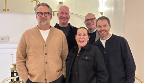 v.l.n.r.: Marco Lanowy (Alberto), Klaus Berthold (HB Protective Wear) , Martina
Buckenmaier (Riani) , Gerd Oliver Seidensticker (Seidensticker Gruppe) und Justus Lebek ( Lebek
International Fashion ). Nicht auf dem Foto: Frederick Westermann (Roy Robson). Foto: Germanfashion
