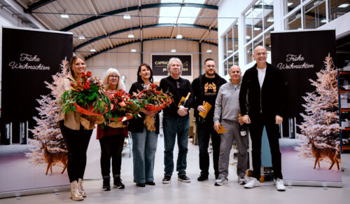 v. l. n. r.: Jana Wafzig, Isolde Resch, Janine Neukirch, Viktor Kunz, Falko Wallitt, Stefan Mayer sowie ganz rechts Jürgen Cölsch (geschäftsführender Gesellschafter) (Foto: Caprice)