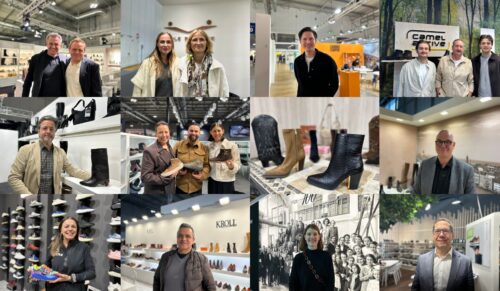 schuhkurier-Gesprächspartner auf der Micam: (obere Reihe von links) Walter Breuer, Dr. Gerhard Bachmaier, Katherine Ferretti-Luzi, Salina Ferretti, Bruno Zumnorde, Marc, Ralf und Nick Grossmann, (mittlere Reihe von links) Fritz Kürmayr, Sylvia Klemens, Alexander Laubersheimer, Franziska Seibel, Carsten Obermeier, (untere Reihe): Tatiana Santarelli, Salvatore Gagliardi, Stefanie Mäder, Eckhard Muck, Schuhe von Alma en Pena. (Alle Fotos: Redaktion)
