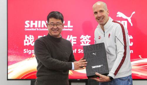 Dr. Xinlei Jiang, Ceo Shincell, und Romain Girard, VP Innovation bei Puma (Foto: Puma)