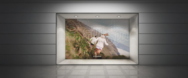 Der Claim „Go find out“ und das neue Symbol „Un-Compass“ stehen im Zentrum des neuen Markenauftritts. (Foto: Lowa)