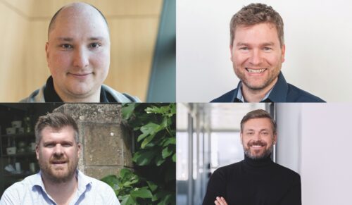 oben links: Marcus Höhne/Schuhhaus Max Hittcher (Foto: Kim Fotografie); oben rechts: Peter Wagner/SABU (Foto: SABU); unten links: Stephan Holbach/Schuhe & Sport Holbach (Foto: Schuhe & Sport Holbach); unten rechts: Michael Stolte-Dehn/ANWR Media (Foto: ANWR)