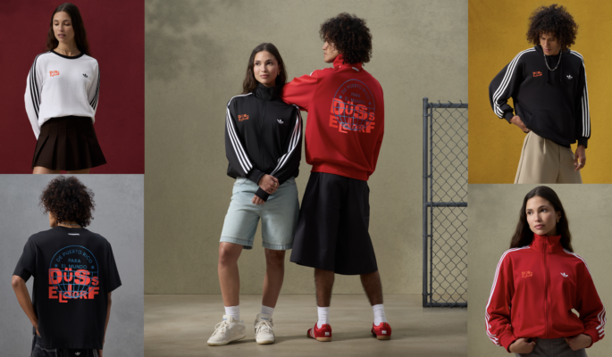 Adidas-Merch-Kollektion für den Bad Bunny-Auftritt in Düsseldorf (Fotocollage: Adidas)