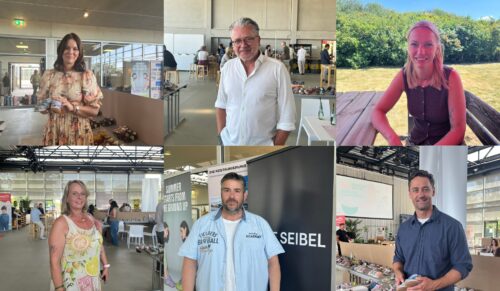 obere Reihe von links: Adrienn Ortvai (Bundgaard), Kai Moewes (Ricosta), Melanie Schweiker (10zehn); untere Reihe von links: Christiane Schroer (Schuhhaus Schämann), Thomas Garnier (Josef Seibel), Daniel Cholewik (Naturino) (Fotos: Redaktion)