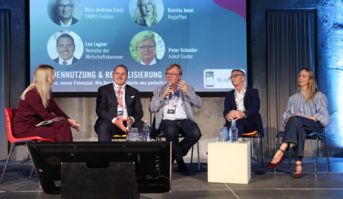 Im Talk: Leo Lugner, Peter Schaider, Marc Andreas Carls und Romina Jenei (Foto: Katharina Schiffl)
